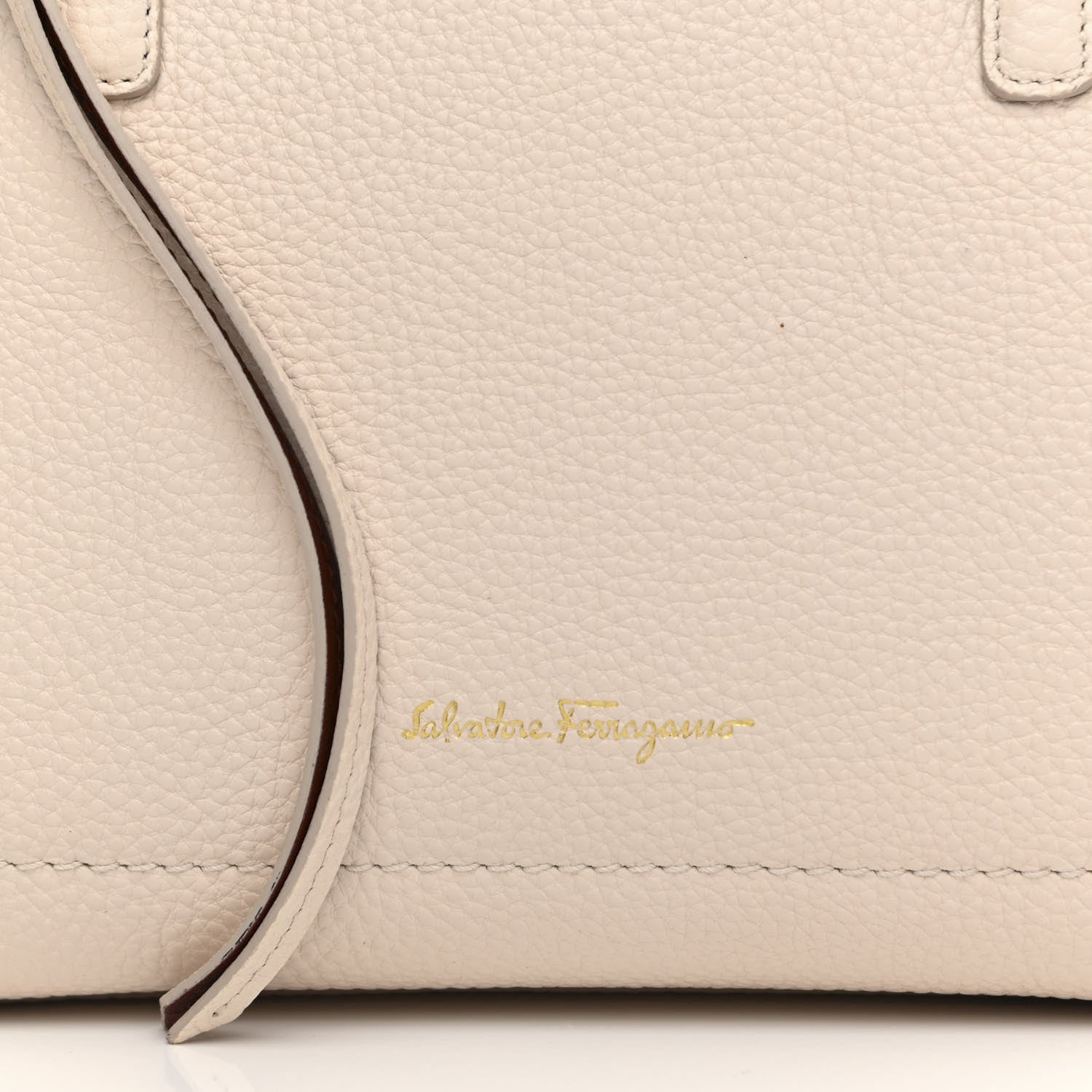 Salvatore Ferragamo Hammered Calfskin Double Handle Small Amy Tote Bone Copper 7 of 11