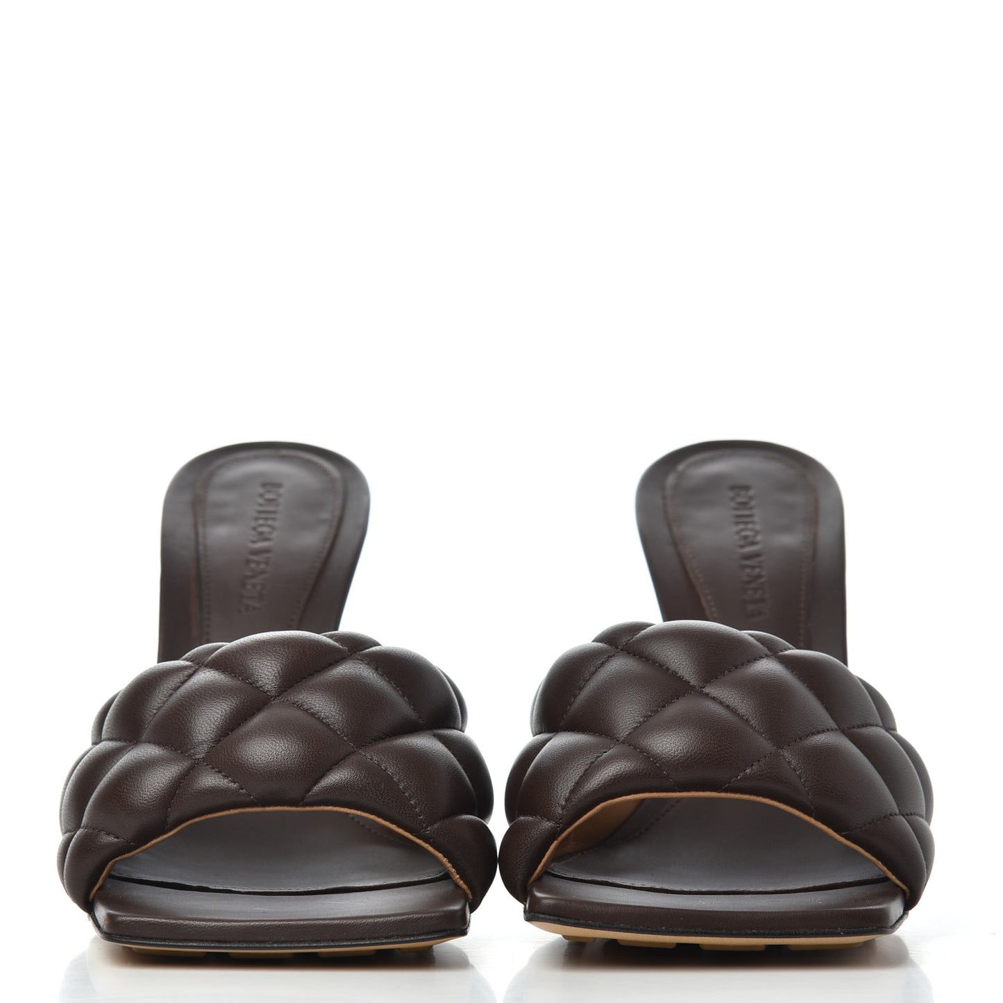 Nappa Matelasse Padded Mule Sandals 38 Chocolate