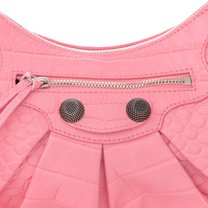 Balenciaga Extra Supple Calfskin Crocodile Embossed Small Le Cagole Shoulder Bag Sweet Pink 9 of 12