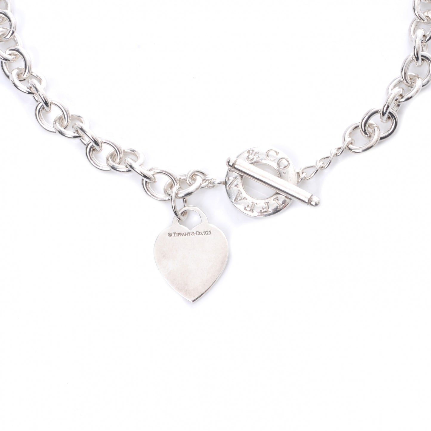 Sterling Silver Heart Tag Toggle Necklace