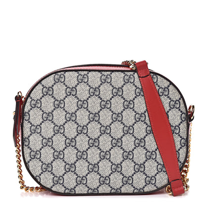 Gucci GG Supreme Monogram Mini Chain Shoulder Bag Beige Blue Hibiscus Red 1 of 10