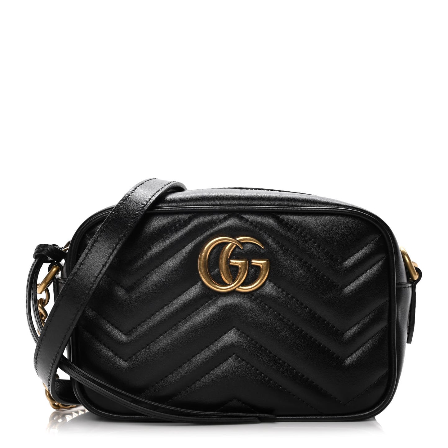 Calfskin Matelasse Mini GG Marmont Chain Shoulder Bag Black