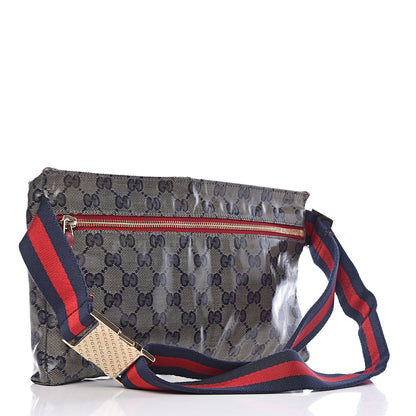 Gucci Crystal Monogram Web Double Pocket Belt Bag Navy Red 3 of 10
