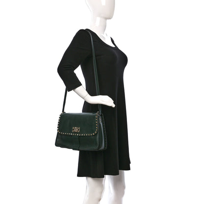 Valentino Garavani Vitello Rockstud Shoulder Flap Bag Green 2 of 10