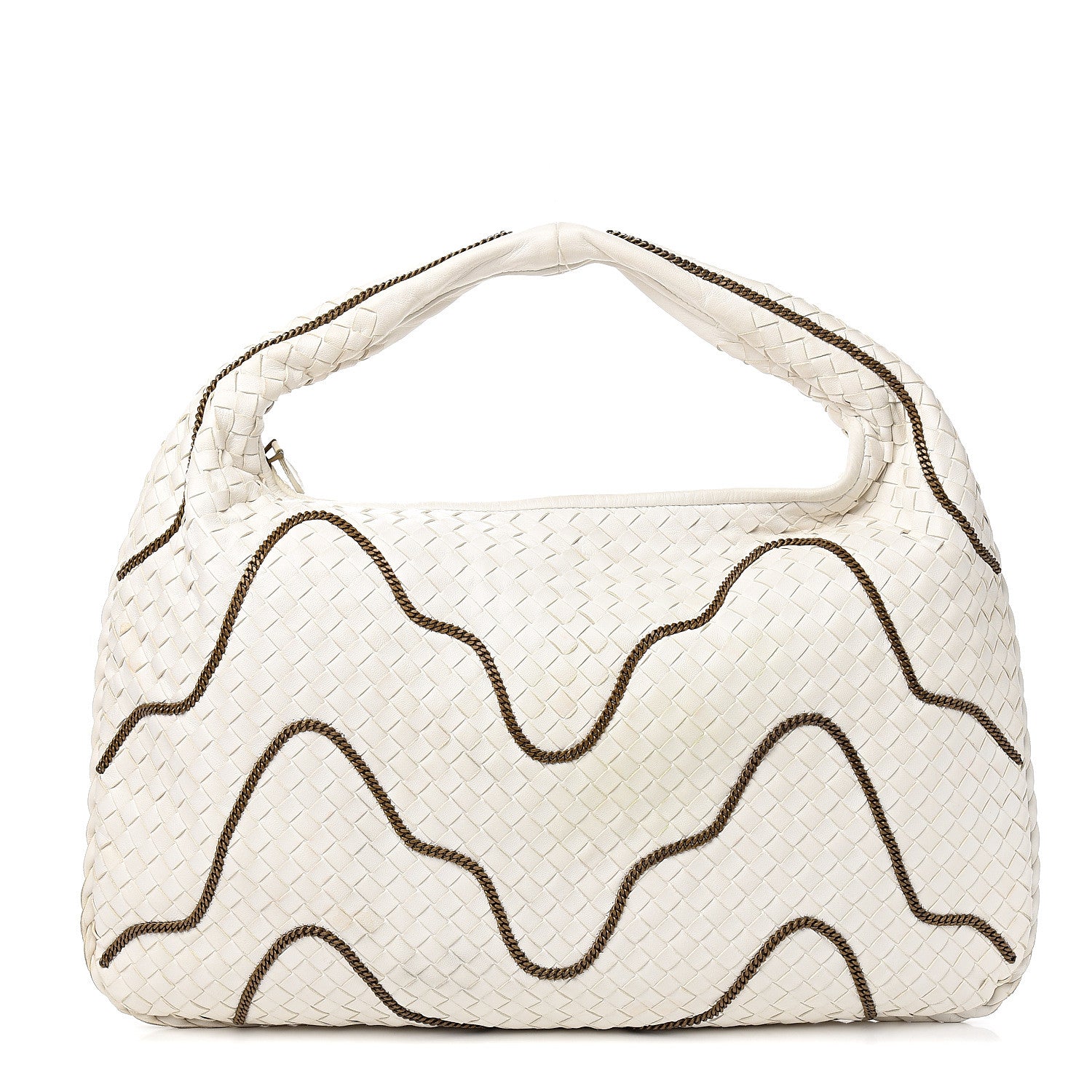 Bottega Veneta Nappa Intrecciato Medium Veneta Chain Hobo White 1 of 10