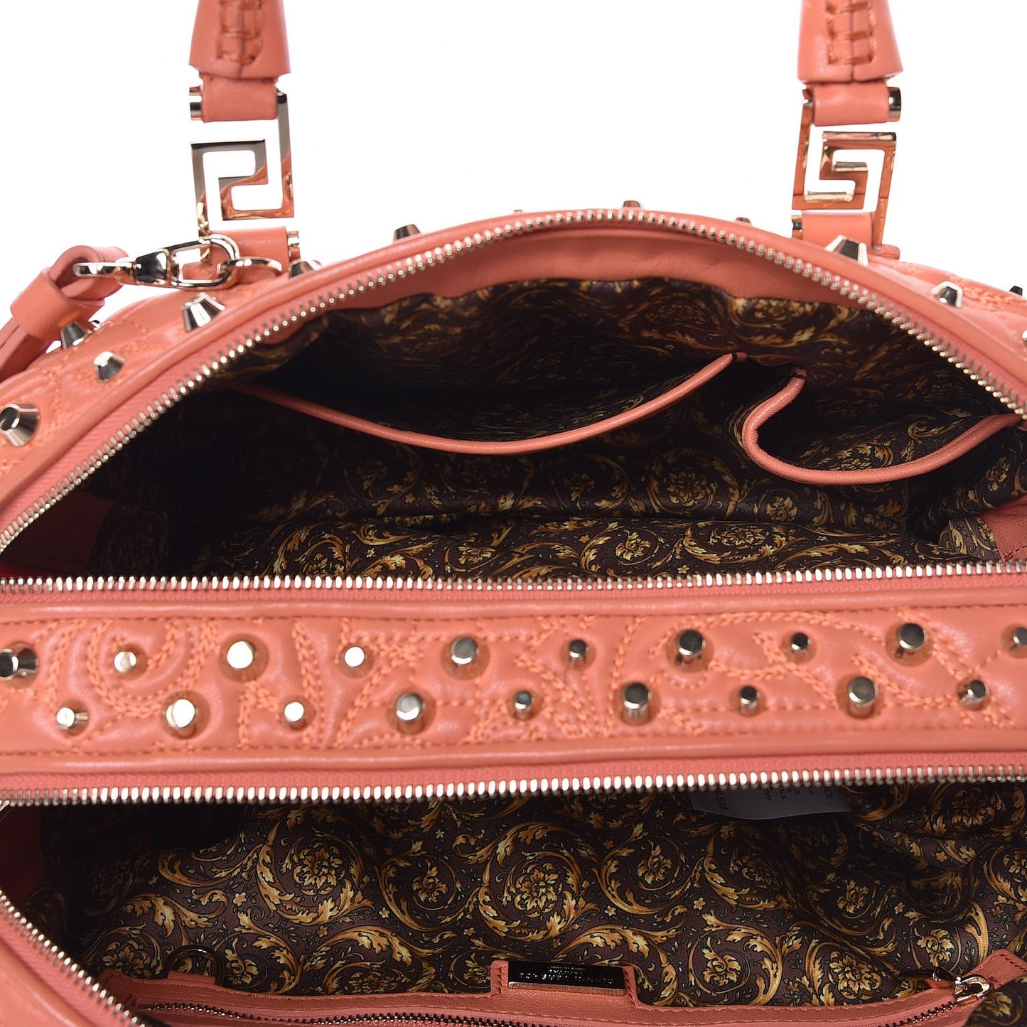 Nappa Barocco Quilted Studded Vanitas Demetra Salmon