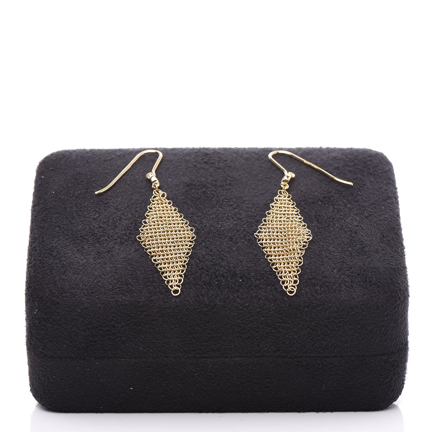 Tiffany 18K Yellow Gold Diamond Mini Elsa Peretti Mesh Earrings 5 of 5