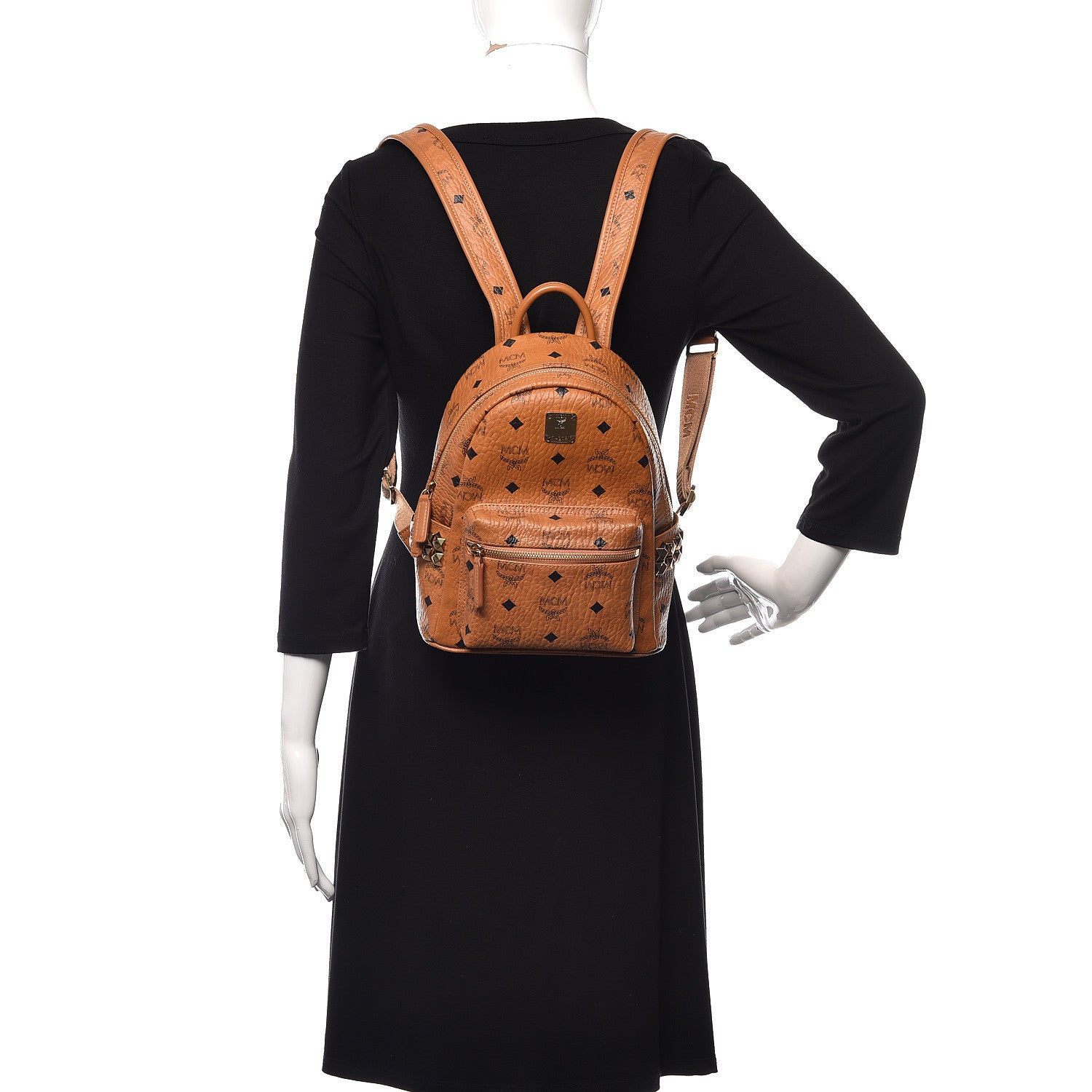 MCM Visetos Side Stud Mini Stark Backpack Cognac 2 of 11