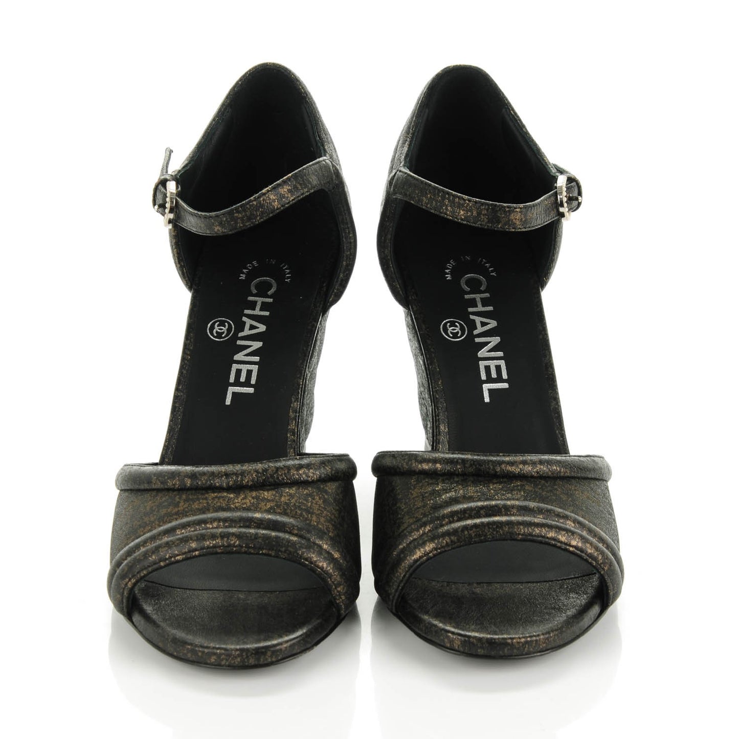 Lambskin Quilted Fantasy Wedge Sandals 36.5 Black Gold