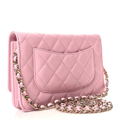 Chanel Caviar Quilted Wallet on Chain WOC Light Pink 3 of 12