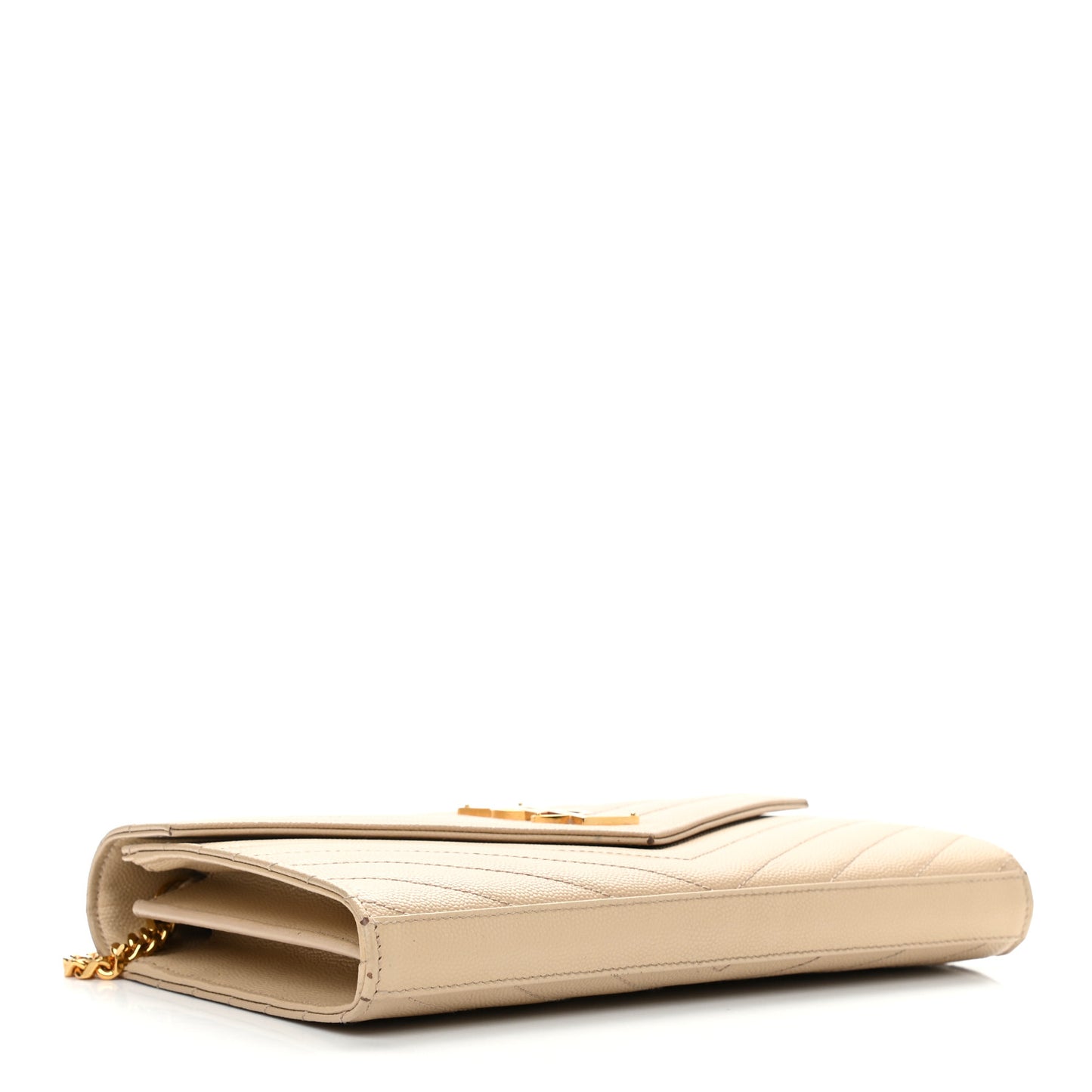 Grain De Poudre Matelasse Chevron Monogram Chain Wallet Nude Powder