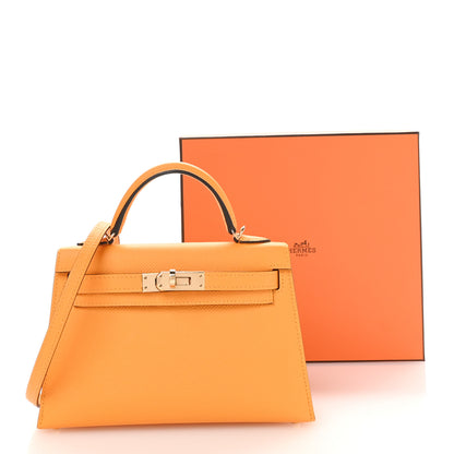 Hermes Epsom Horseshoe Mini Kelly Sellier 20 Jaune D'Or Bleu Glacier 11 of 11