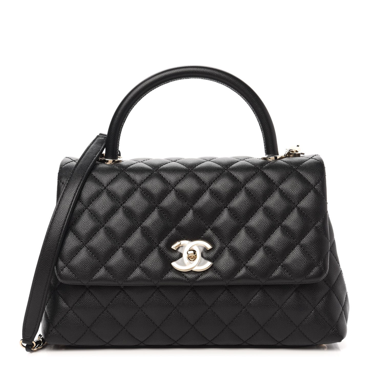 Caviar Quilted Small Coco Handle Flap Black