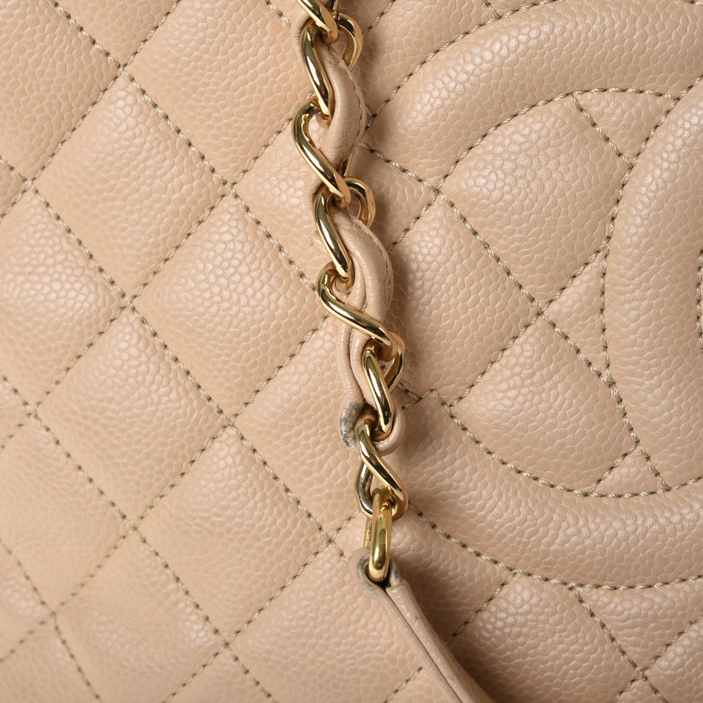 Caviar Quilted Grand Shopping Tote GST Beige Clair