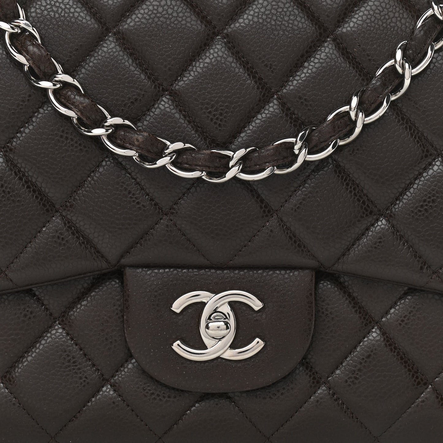 Caviar Quilted Jumbo Single Flap Brown