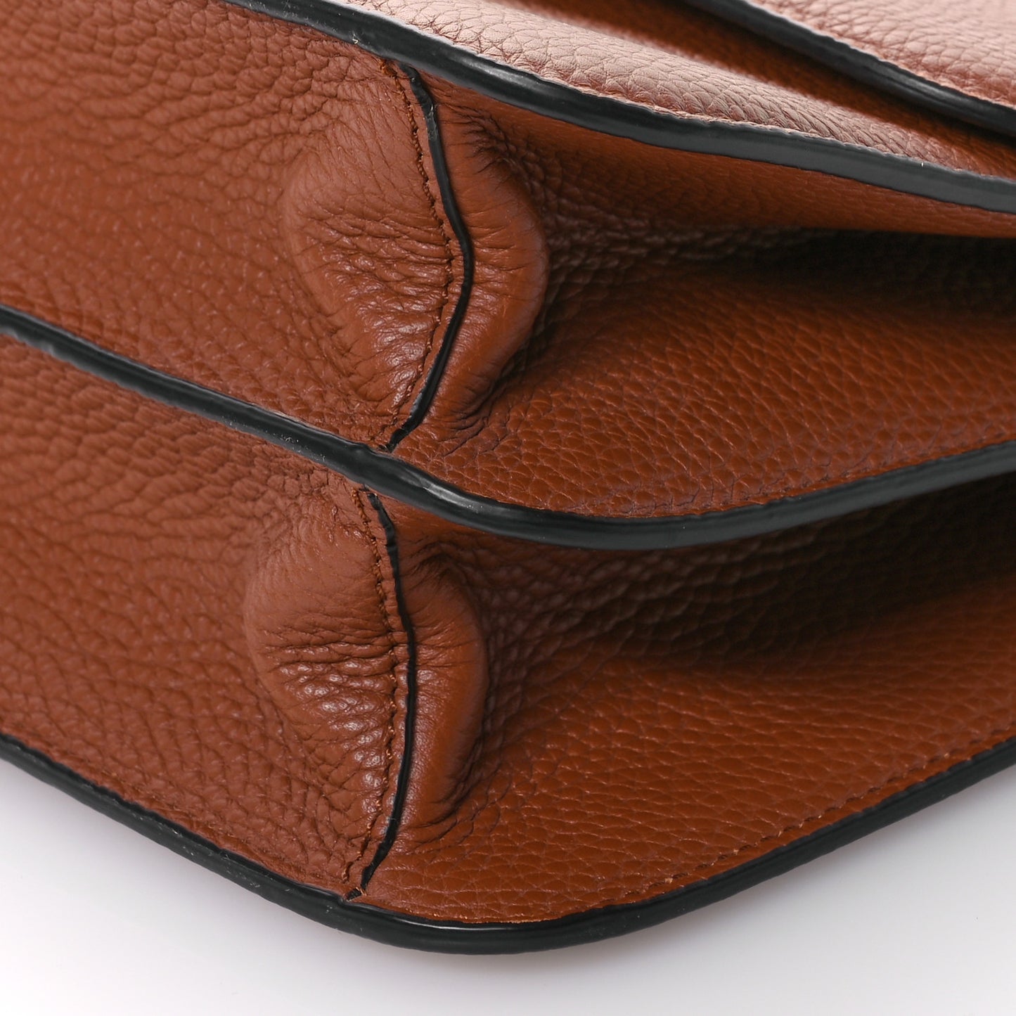 Grained Calfskin Large VSling Shoulder Bag Saddle Brown