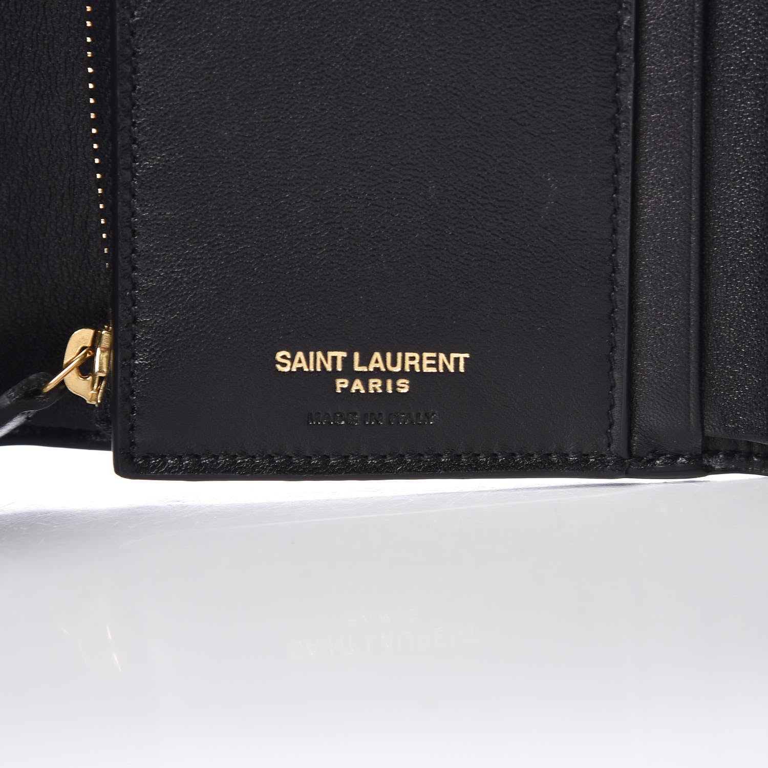 Saint Laurent Lambskin Matelasse Monogram Vicky Tri-Fold Wallet Black 6 of 8