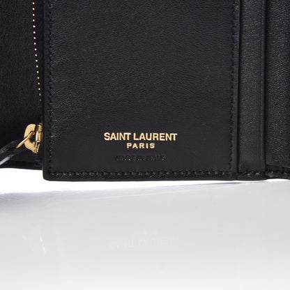 Saint Laurent Lambskin Matelasse Monogram Vicky Tri-Fold Wallet Black 6 of 8