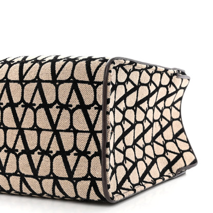 Valentino Garavani Toile Iconographe Goatskin Le Troisieme Shopping Bag Naturale Black Fondant 12 of 17