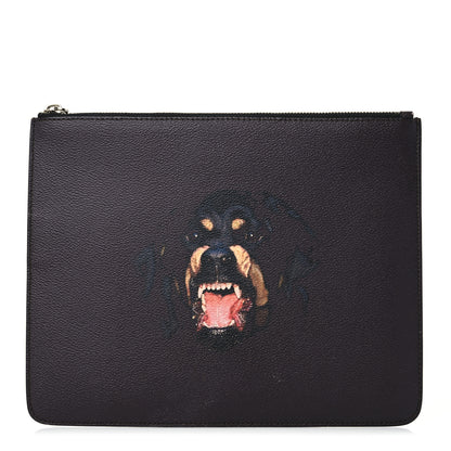 Givenchy Textured Coated Canvas Rottweiler Print Medium Cosmetic Pouch Black 1 of 6