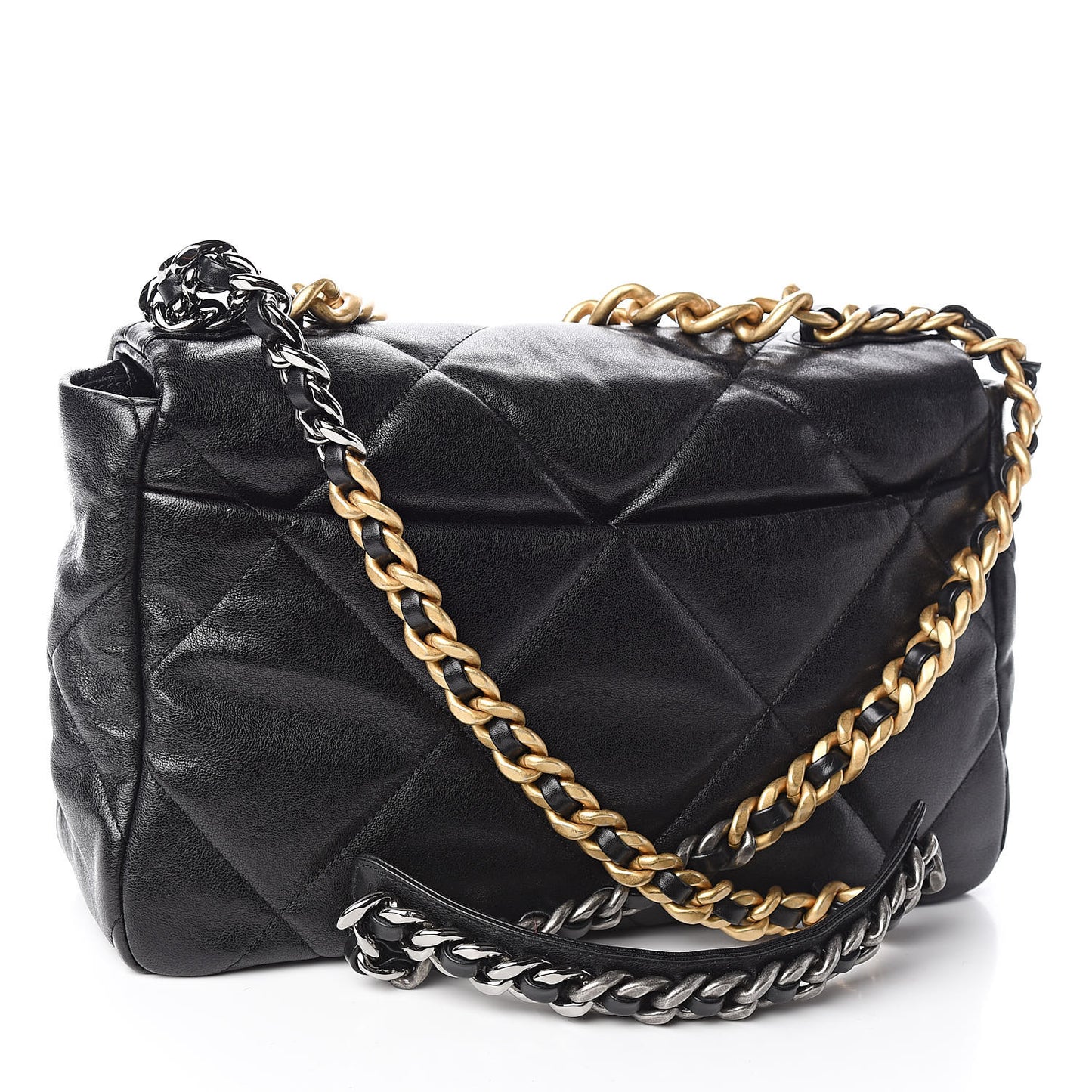 Goatskin Quilted Large 19 Flap Black