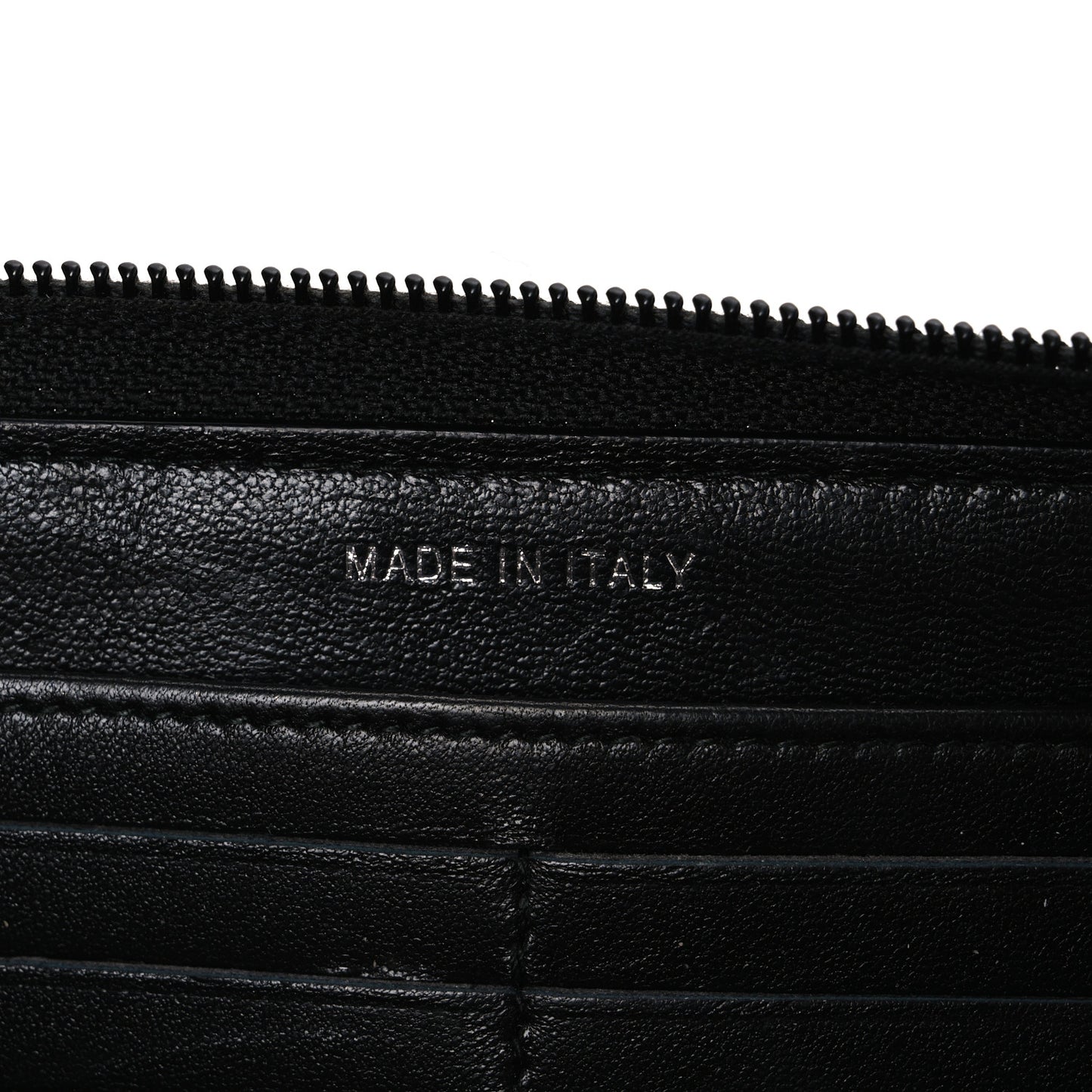 Calfskin Large Bi-Color Zip Around Boy Wallet Black Navy