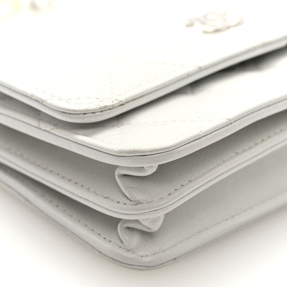 Chanel Lambskin Quilted Mini Pearl Wallet On Chain WOC White 9 of 10