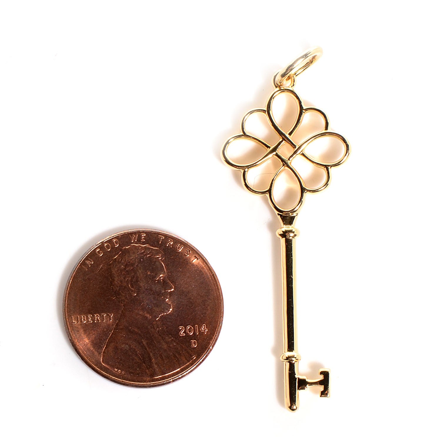 Tiffany 14k Yellow Gold Knot Key Pendant 2 of 5