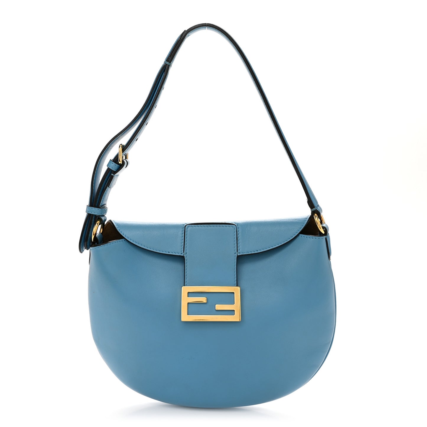 Vitello Grace Suede Small Croissant Hobo Cyber Blue