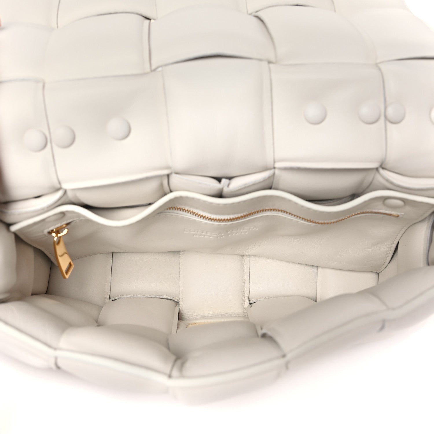 Bottega Veneta Lambskin Maxi Intreccio Padded Chain Cassette Crossbody Bag White 5 of 8