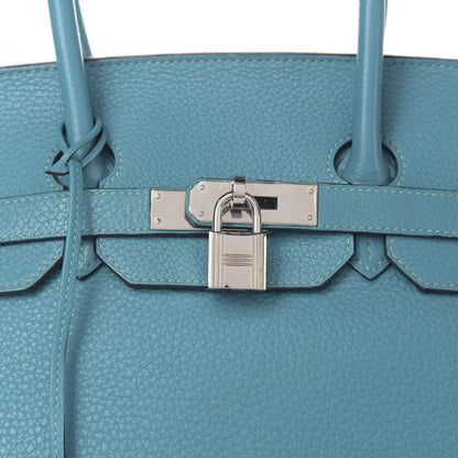 Hermes Taurillon Clemence Birkin 35 Turquoise 32 of 32