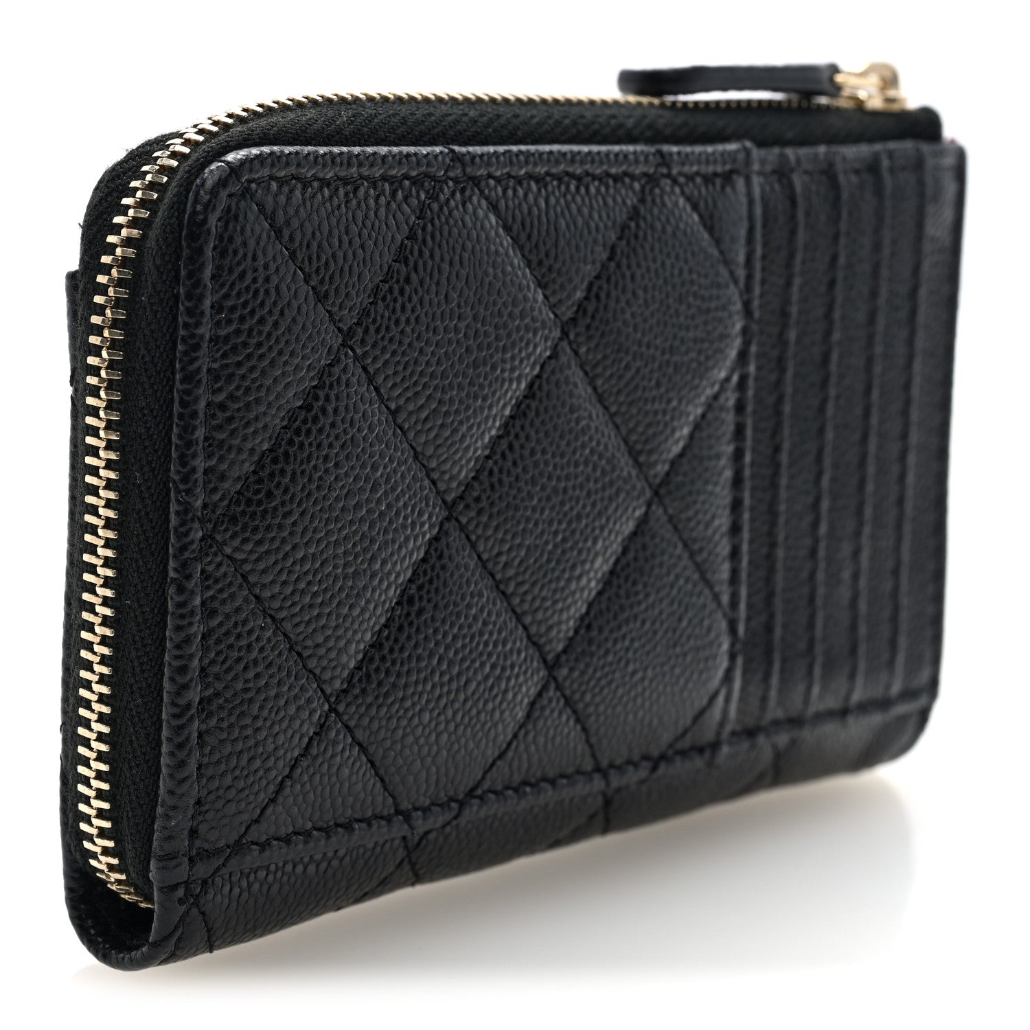 Chanel Caviar Quilted CC Zip Around Card Holder Black 3 of 8
