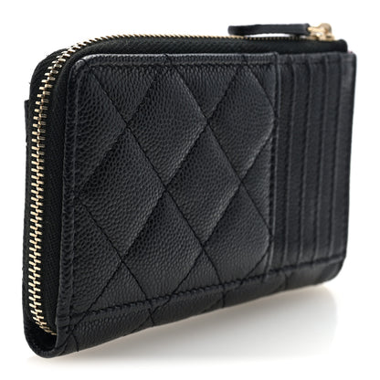 Chanel Caviar Quilted CC Zip Around Card Holder Black 3 of 8