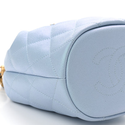 Chanel Iridescent Caviar Quilted My Perfect CC Bucket Drawstring Bag Light Blue 9 of 11