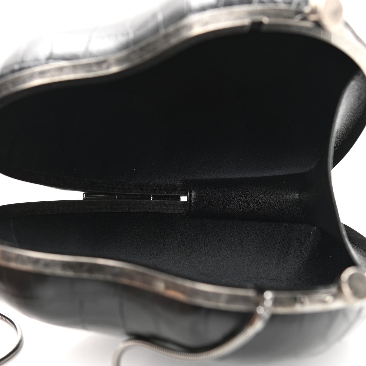 Calfskin Crocodile Embossed Monogram Love Box Bag Black