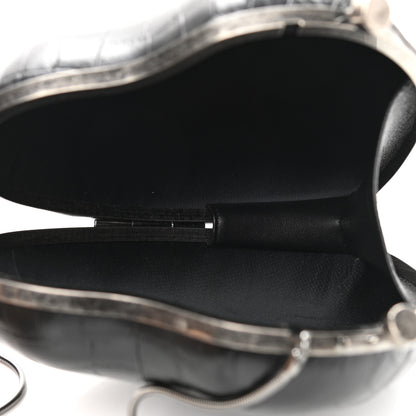 Saint Laurent Calfskin Crocodile Embossed Monogram Love Box Bag Black 5 of 9