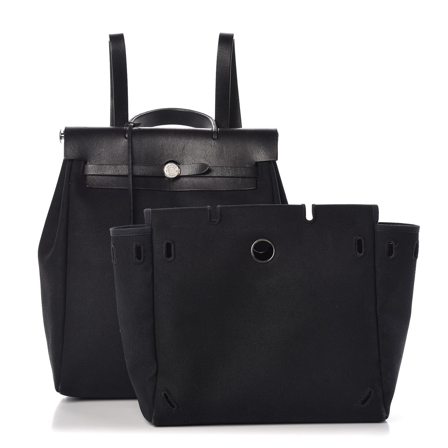 Toile Vache Calfskin Herbag 30 PM Backpack Black