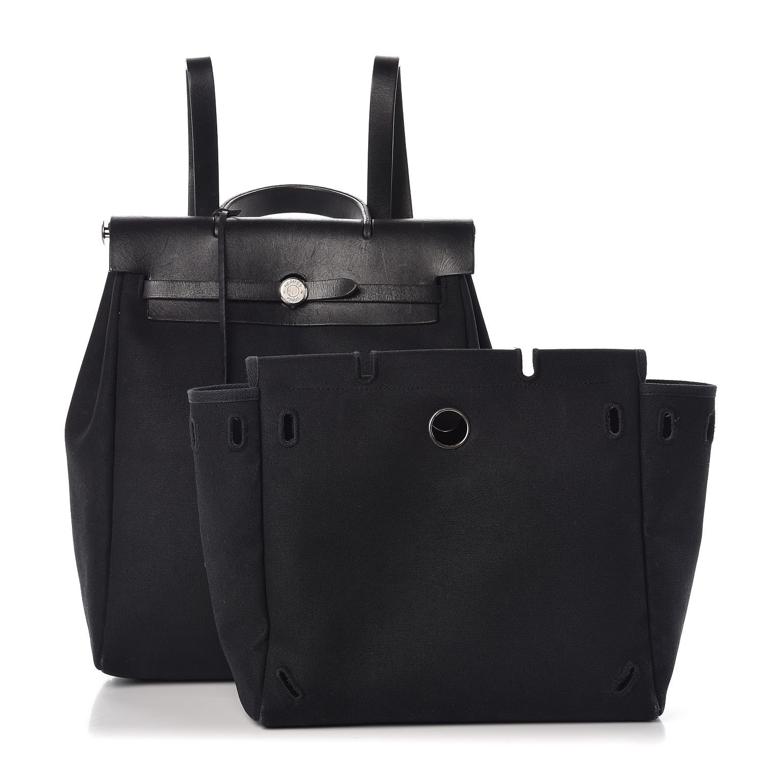 Hermes Toile Vache Calfskin Herbag 30 PM Backpack Black 12 of 15
