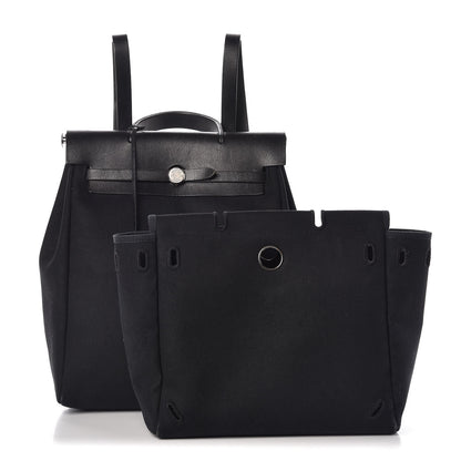 Hermes Toile Vache Calfskin Herbag 30 PM Backpack Black 12 of 15