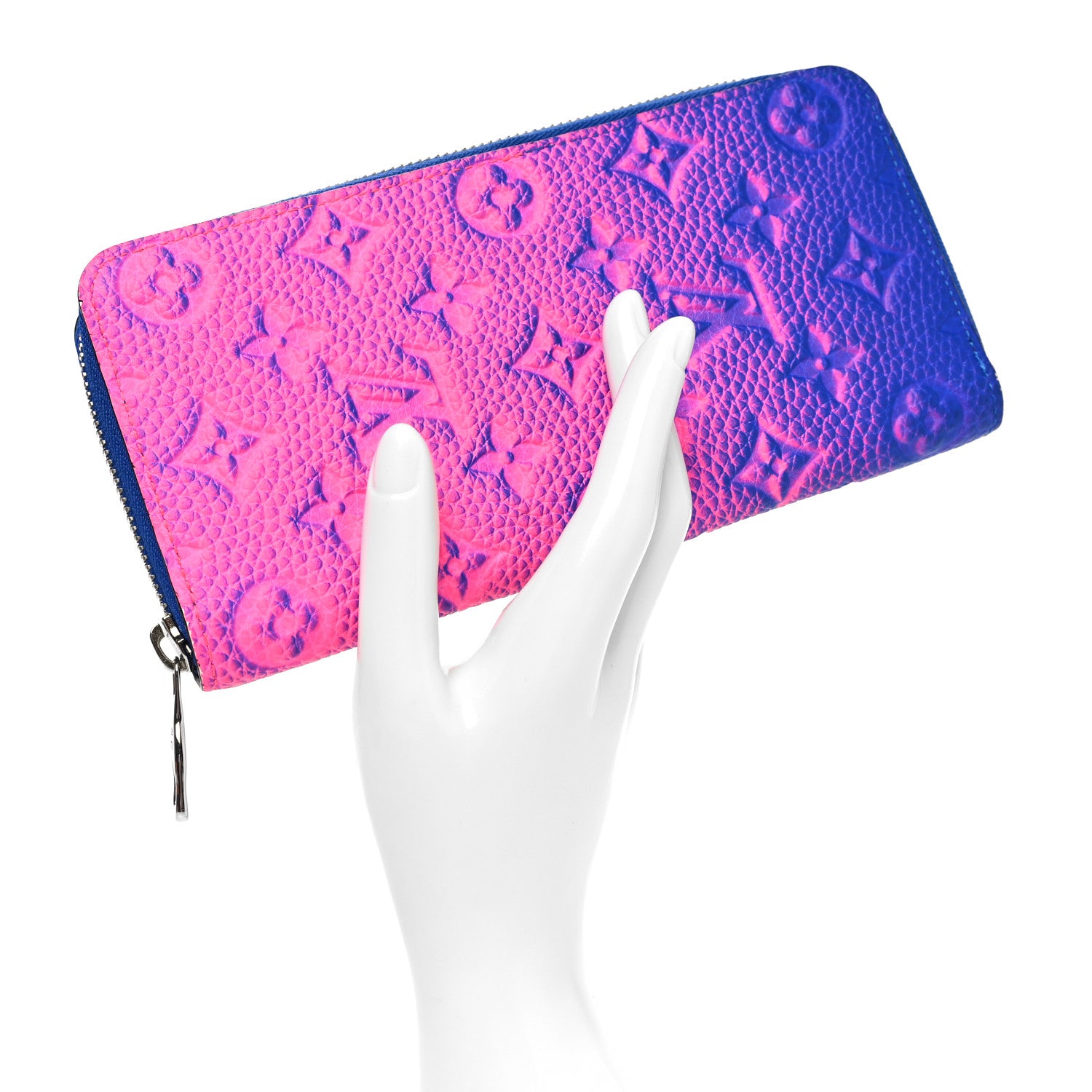 Louis Vuitton Taurillon Illusion Zippy Vertical Wallet Bleu Rose 2 of 11