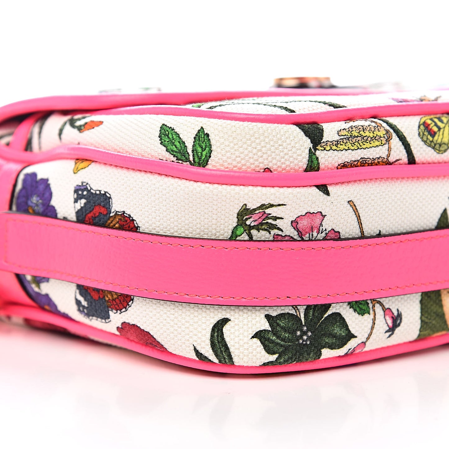 Canvas Flora Floral Shoulder Bag White Fuchsia Fluo