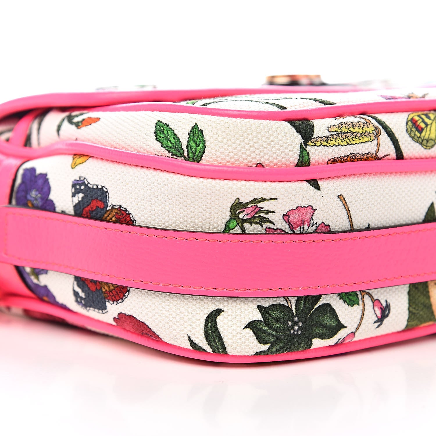Gucci Canvas Flora Floral Shoulder Bag White Fuchsia Fluo 9 of 11