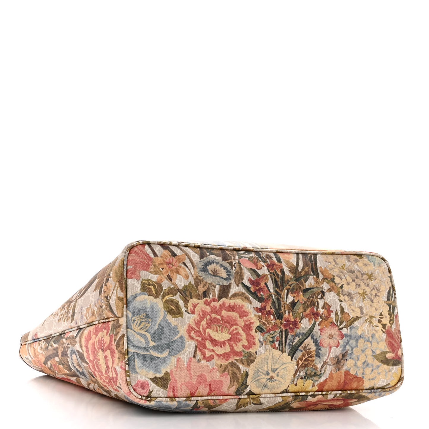 GG Supreme Monogram Water Flora Web Large Ophidia Tote Beige White Multicolor