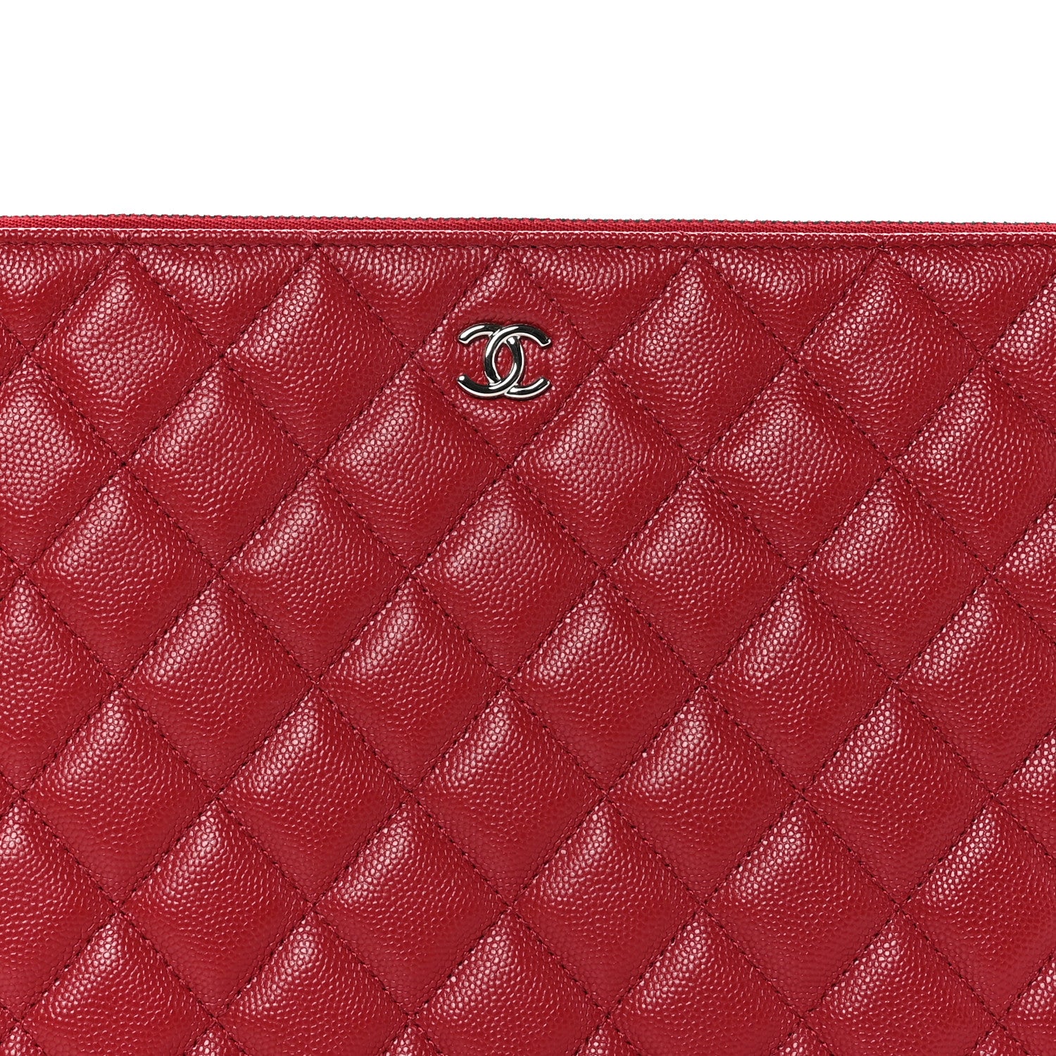 Chanel Caviar Quilted Medium Cosmetic Case Red 8 of 9