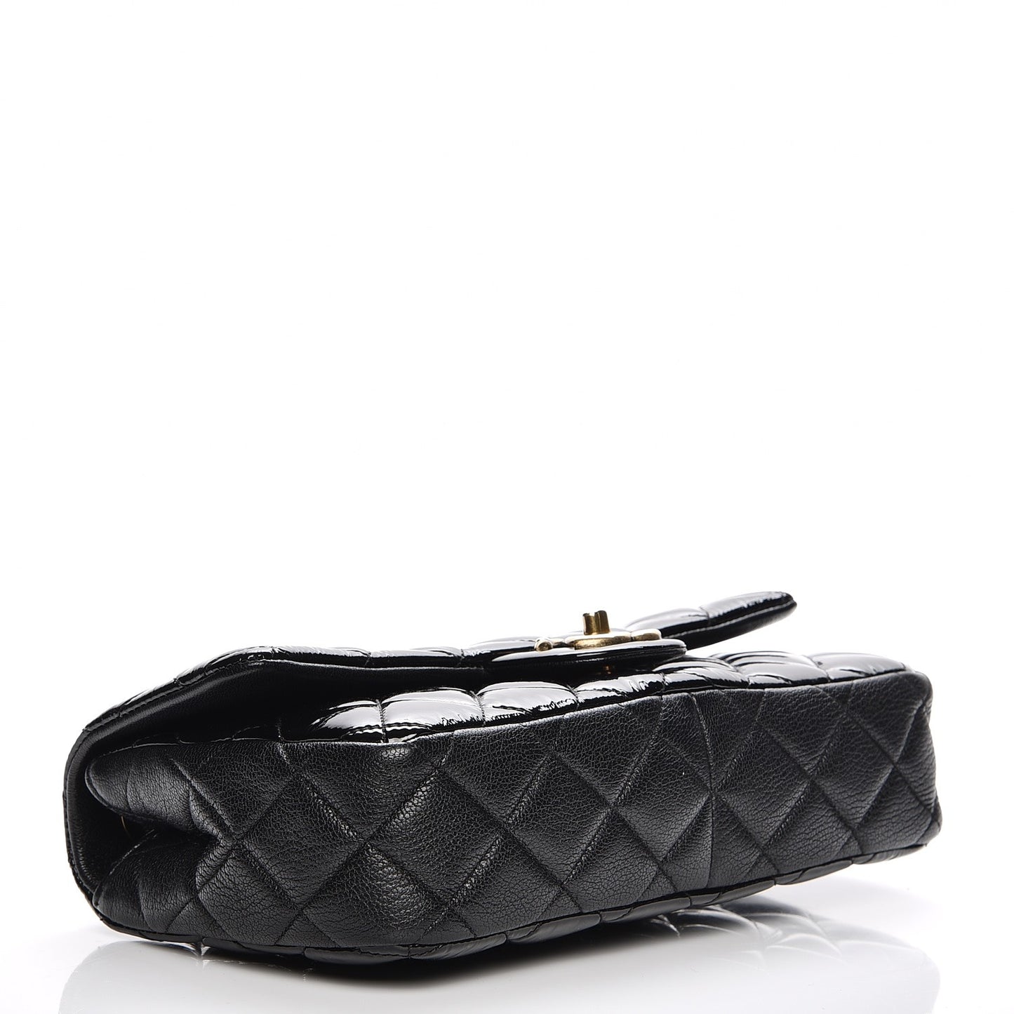 Patent Goatskin Quilted Medium CC Eyelet Flap Black