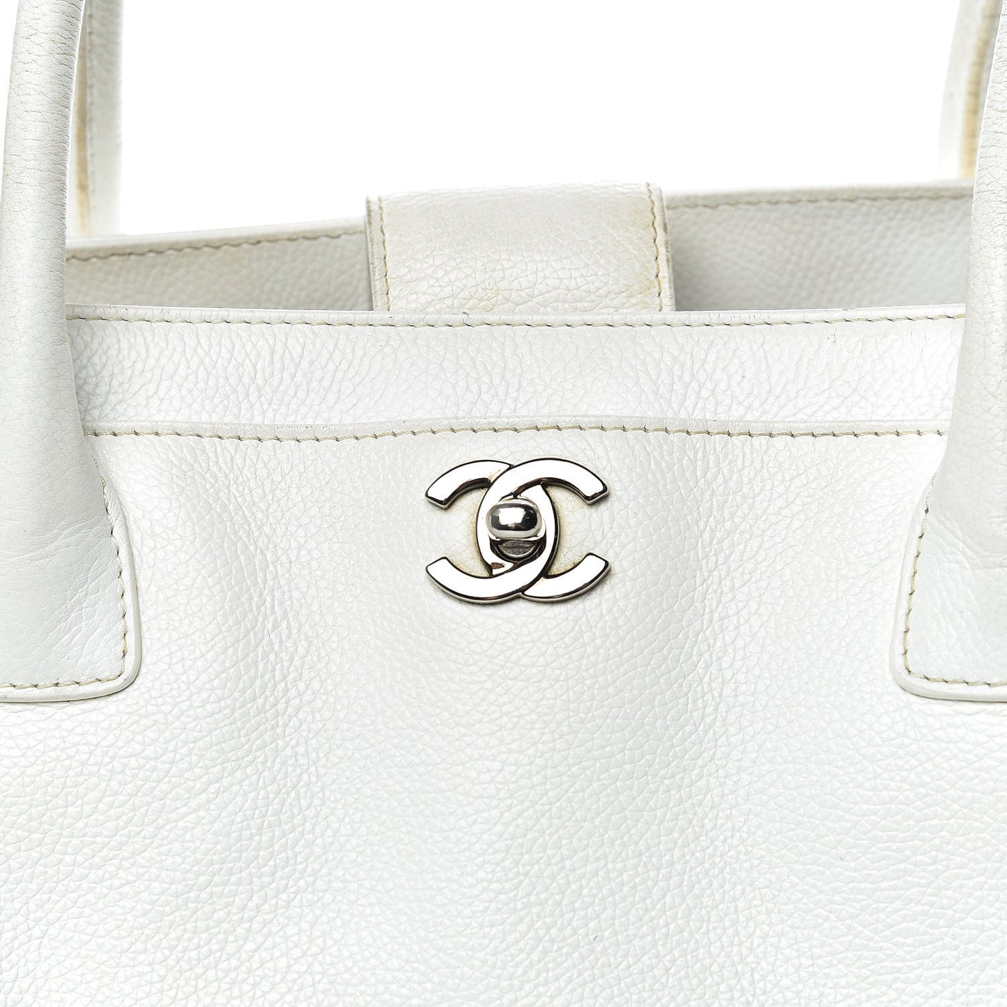 Calfskin Cerf Executive Shopper Tote White