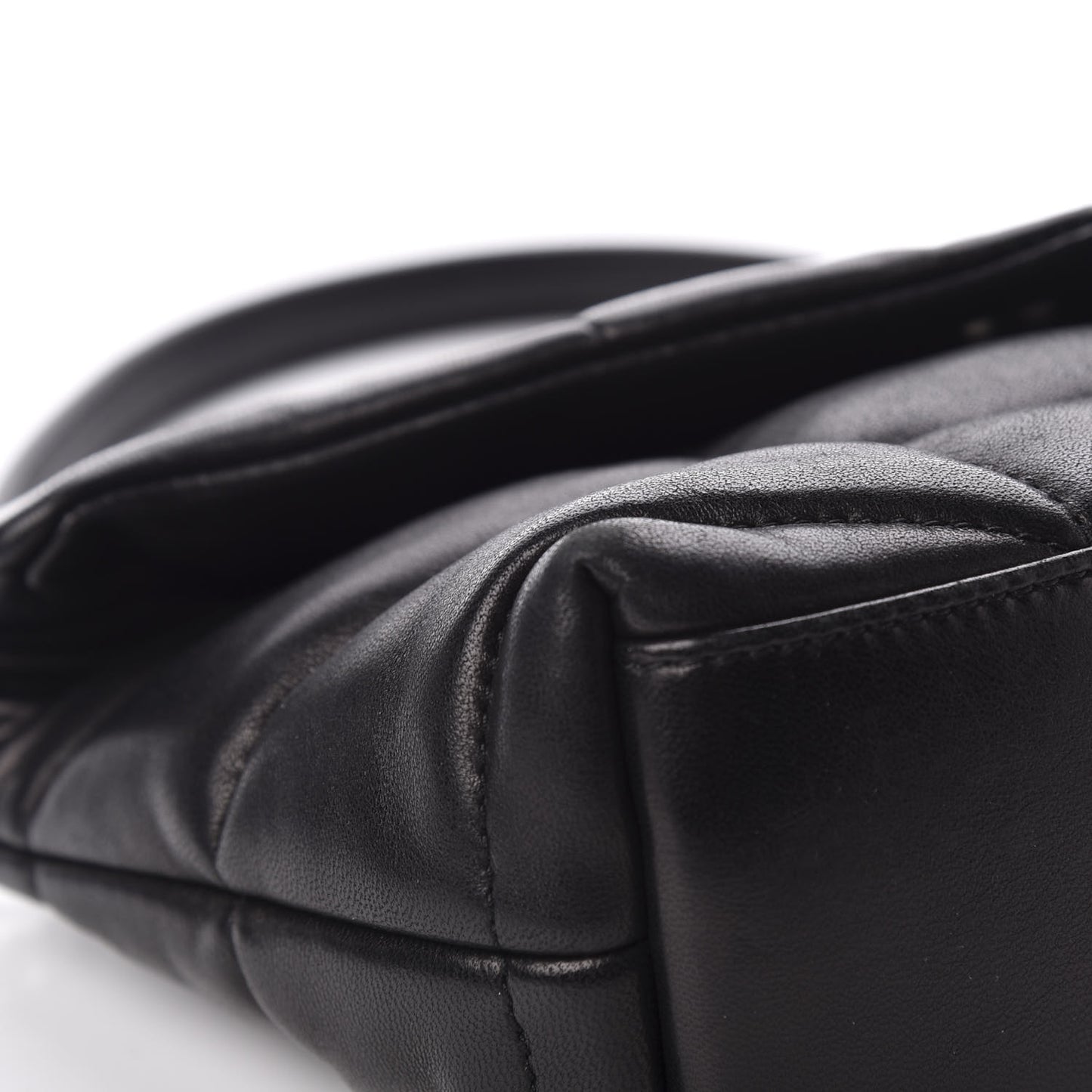 Lambskin Quilted Toy Loulou Puffer Monogram Chain Satchel Black