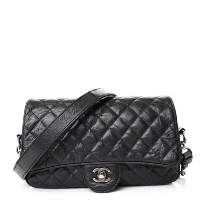 Chanel Crumpled Calfskin Quilted Medium Casual Rock Flap Black 1 of 12