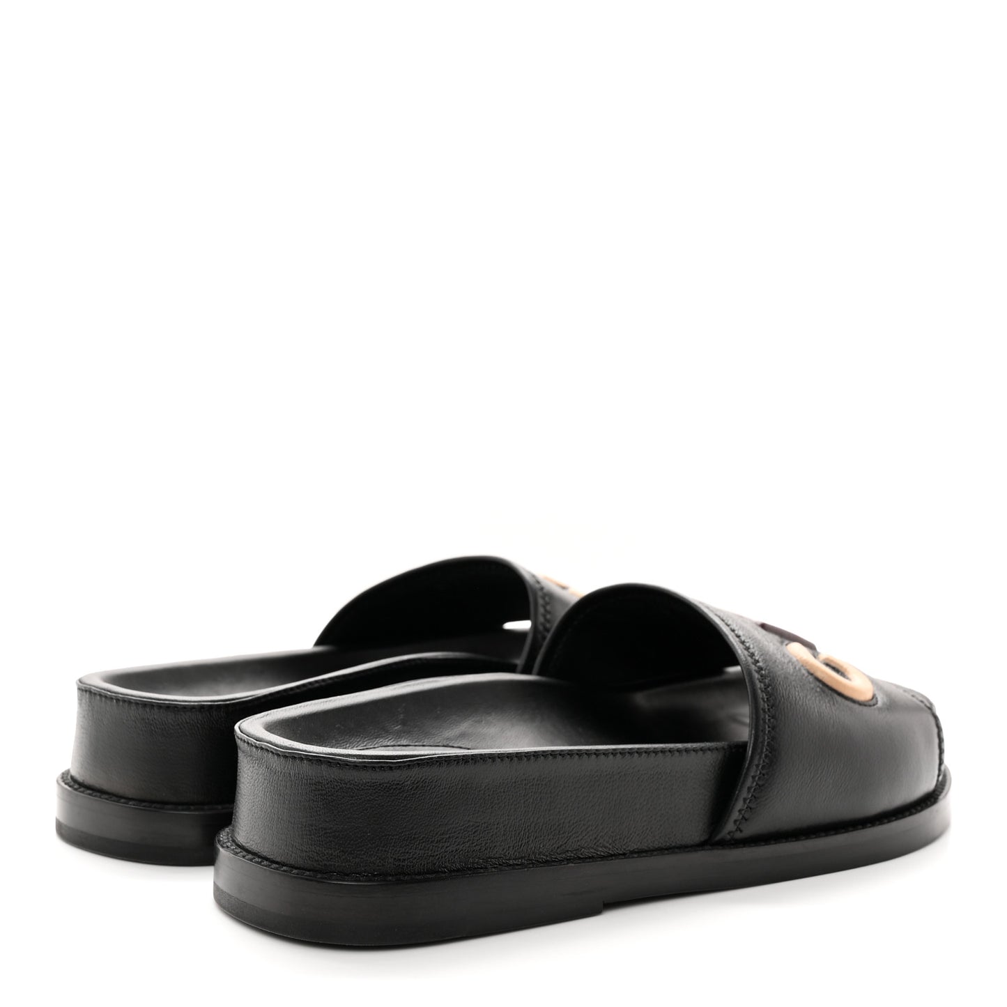 Lambskin Cha-Nel Mule Sandals 37 Black Multicolor