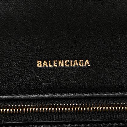 Balenciaga Shiny Calfskin Crocodile Embossed Small Hourglass Top Handle Bag Black 6 of 13